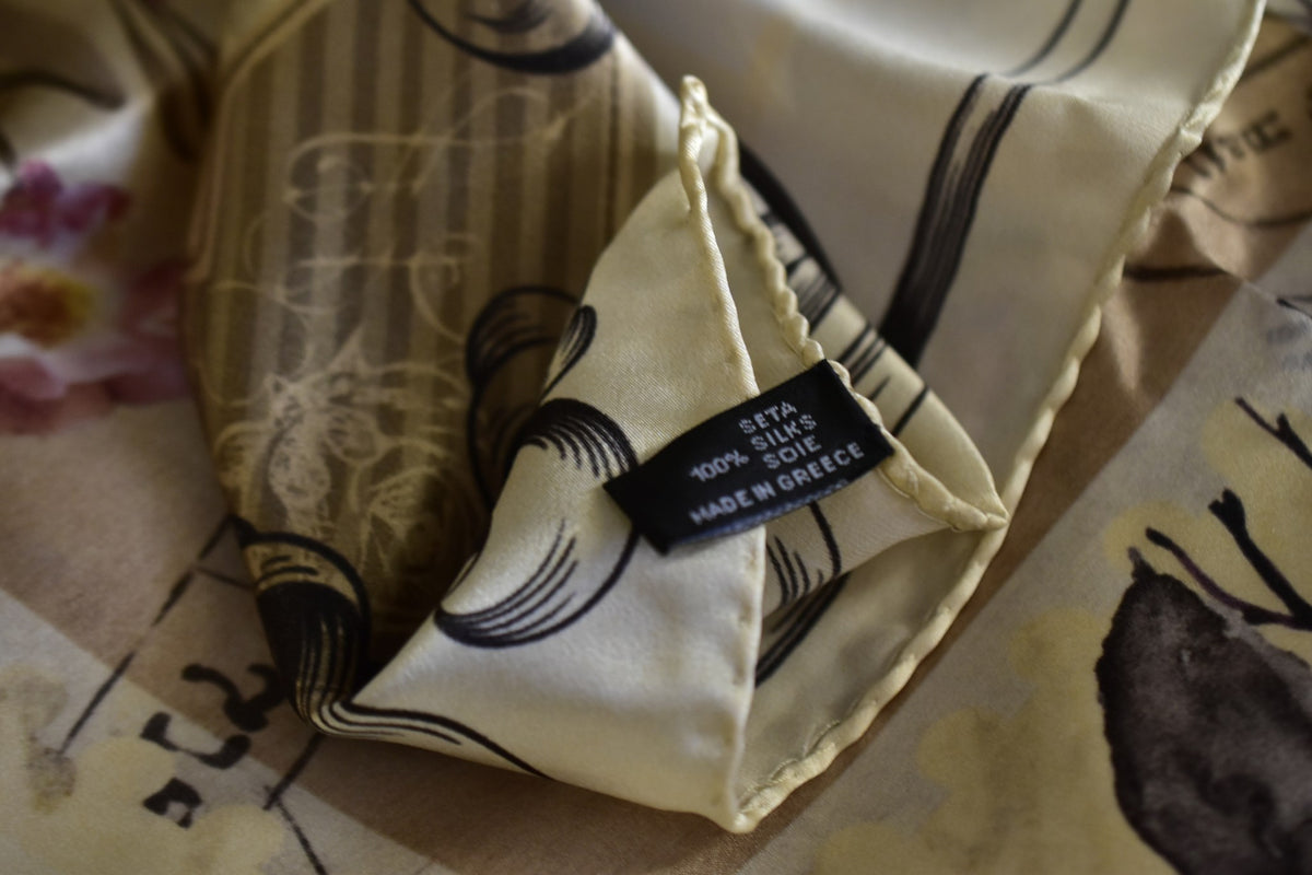 Silk Scarf Postcard Memories - Silk Scarves - Origin Soufli Greece - Silk Tales - gift set - detail