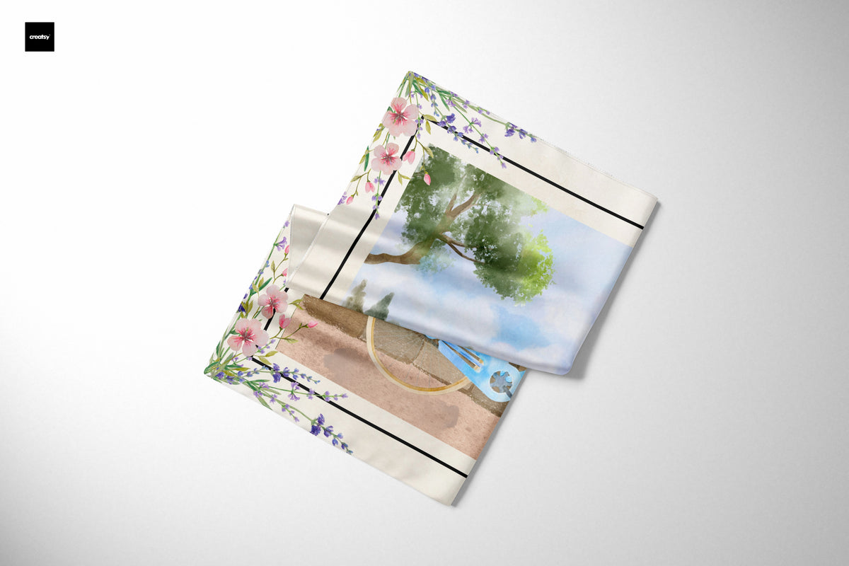 Silk Scarf Provence Ride - Silk Scarves - Origin Soufli Greece - Silk Tales - folded