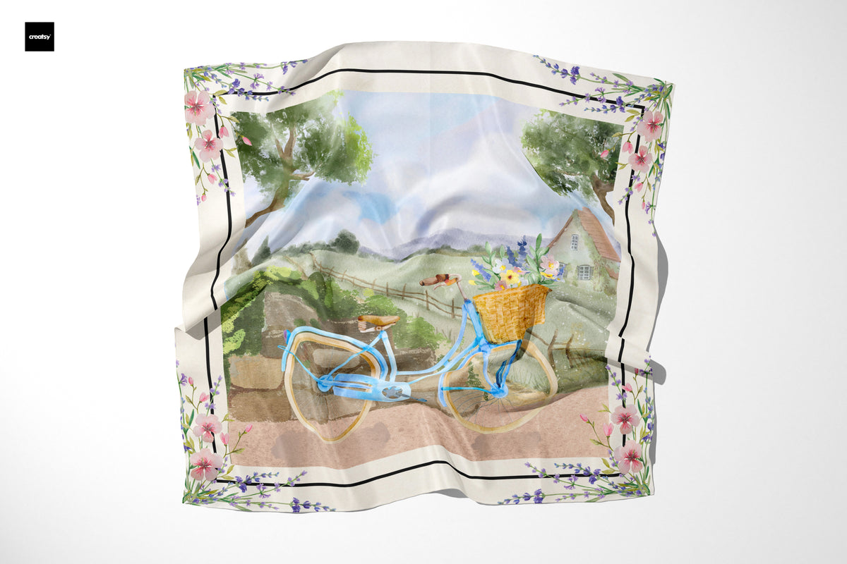 Silk Scarf Provence Ride - Silk Scarves - Origin Soufli Greece - Silk Tales