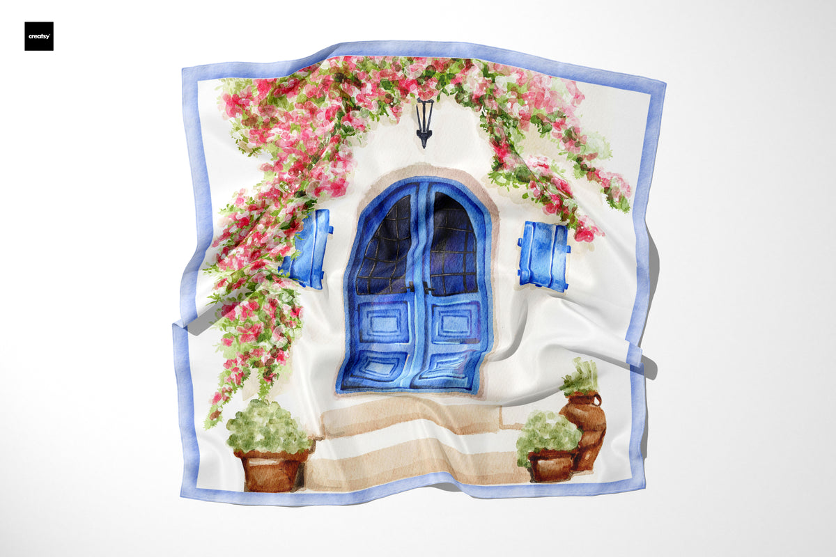 Silk Scarf Cycladic Summer - Silk Scarves - Origin Soufli Greece - Silk Tales