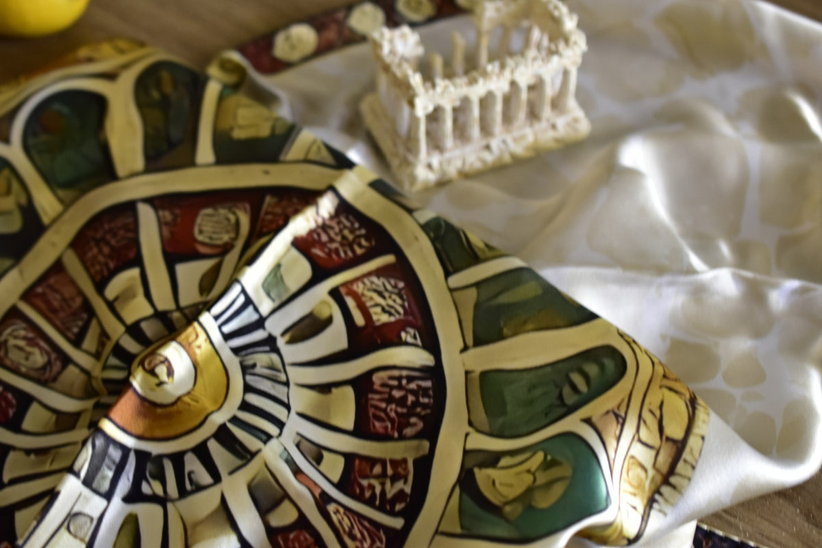 Silk Scarf Rosone - Silk Scarves - Origin Soufli Greece - Silk Tales - gift set