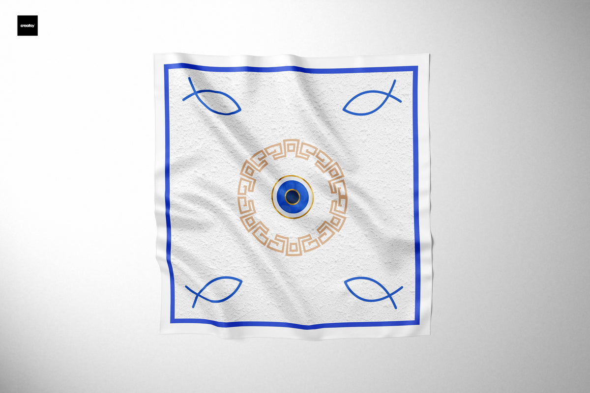 Silk Scarf Aegean Eye - Silk Scarves - Origin Soufli Greece - Silk Tales