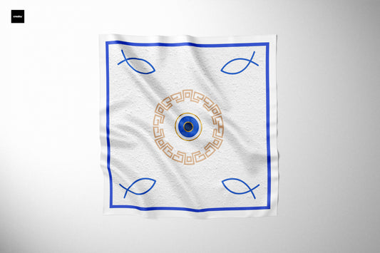 Silk Scarf Aegean Eye - Silk Scarves - Origin Soufli Greece - Silk Tales