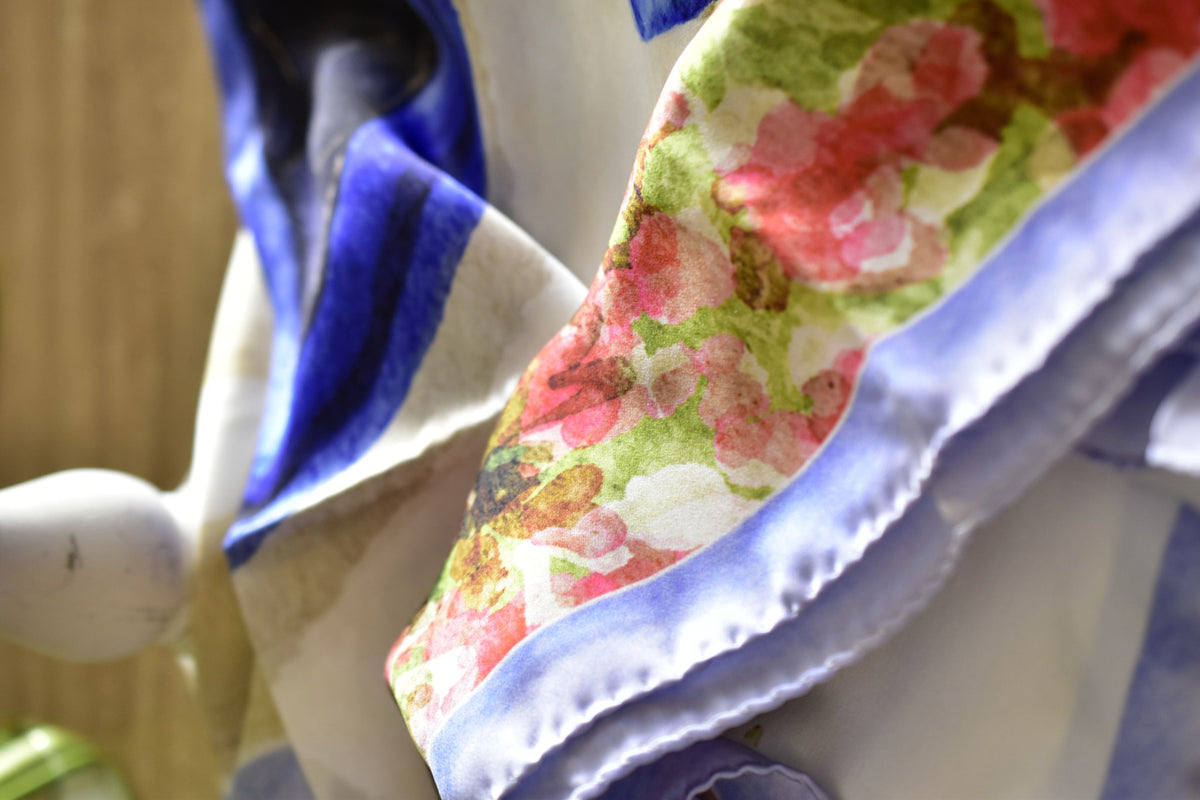 Silk Scarf Cycladic Summer - Silk Scarves - Origin Soufli Greece - Silk Tales - gift set - detail