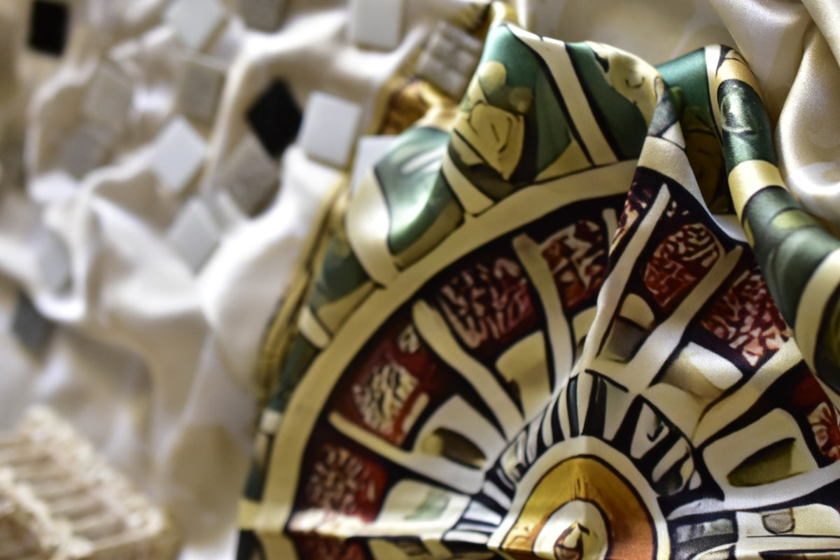 Silk Scarf Rosone - Silk Scarves - Origin Soufli Greece - Silk Tales - gift set - detail