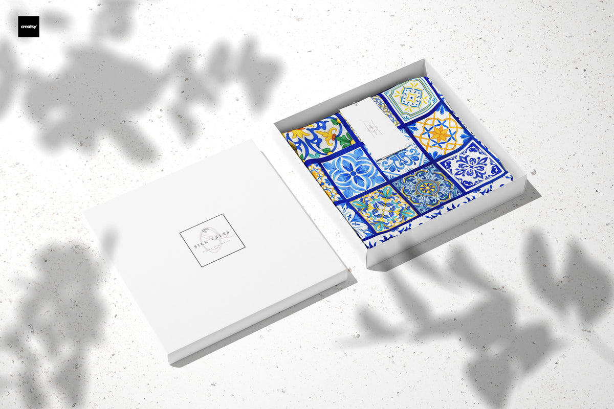 Silk Scarf Maiolica Mosaic - Silk Scarves - Origin Soufli Greece - Silk Tales - detail