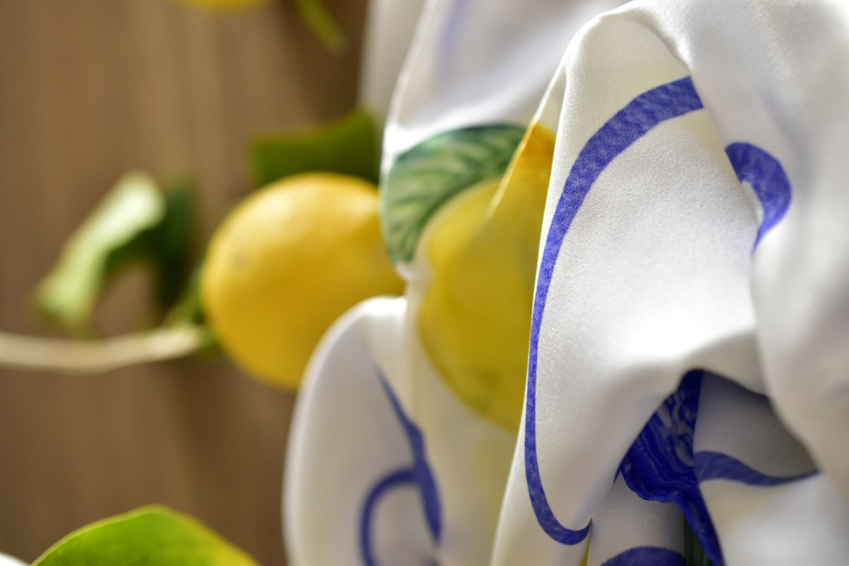 Silk Scarf Limoncello - Silk Scarves - Origin Soufli Greece - Silk Tales - gift set - detail